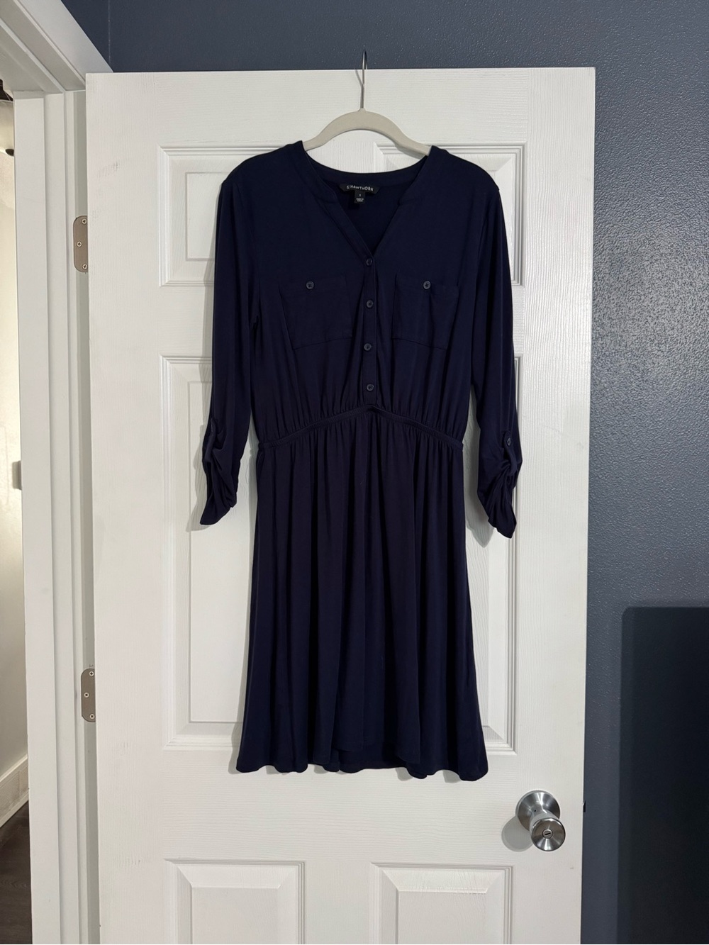 41 Hawthorn Navy Button-Front Shirt Dress